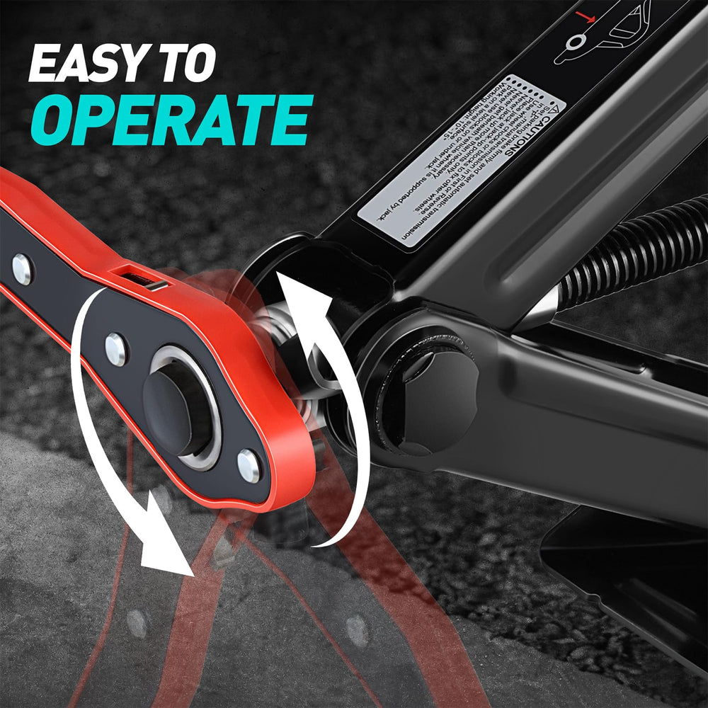 DNA Motoring scissor jack designed for universal car fit across sedans and SUVs.