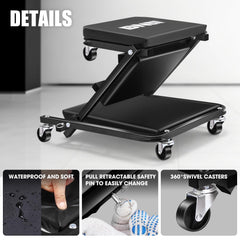 DNA Motoring six swivel casters enable precise maneuverability in tight spaces.