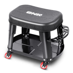 DNA Motoring rolling garage stool with smooth swivel casters for easy movement.