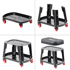 DNA Motoring rolling stool supports up to 300 lbs for heavy-duty tasks.