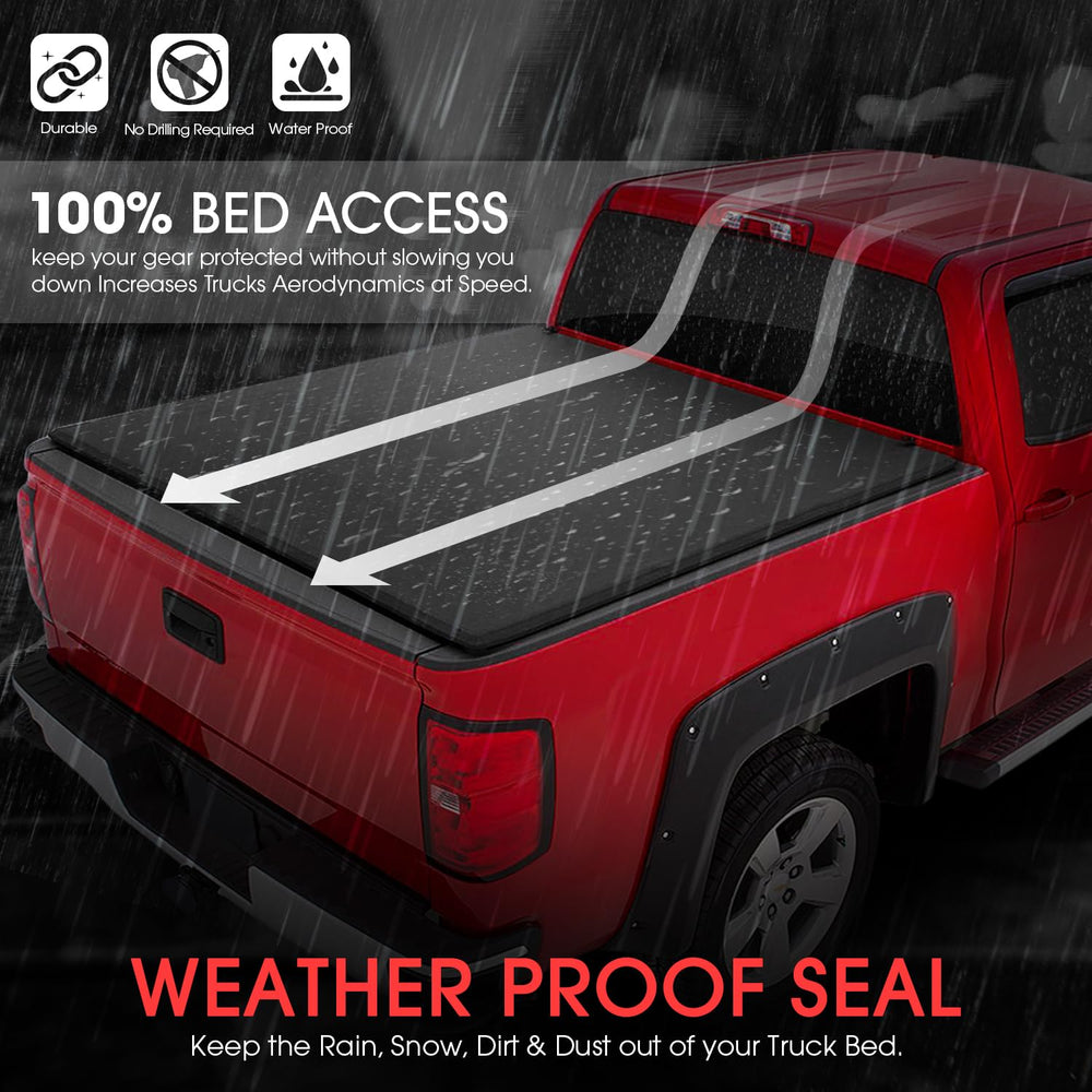 Rubber weather seals protecting the bed from moisture and dust
