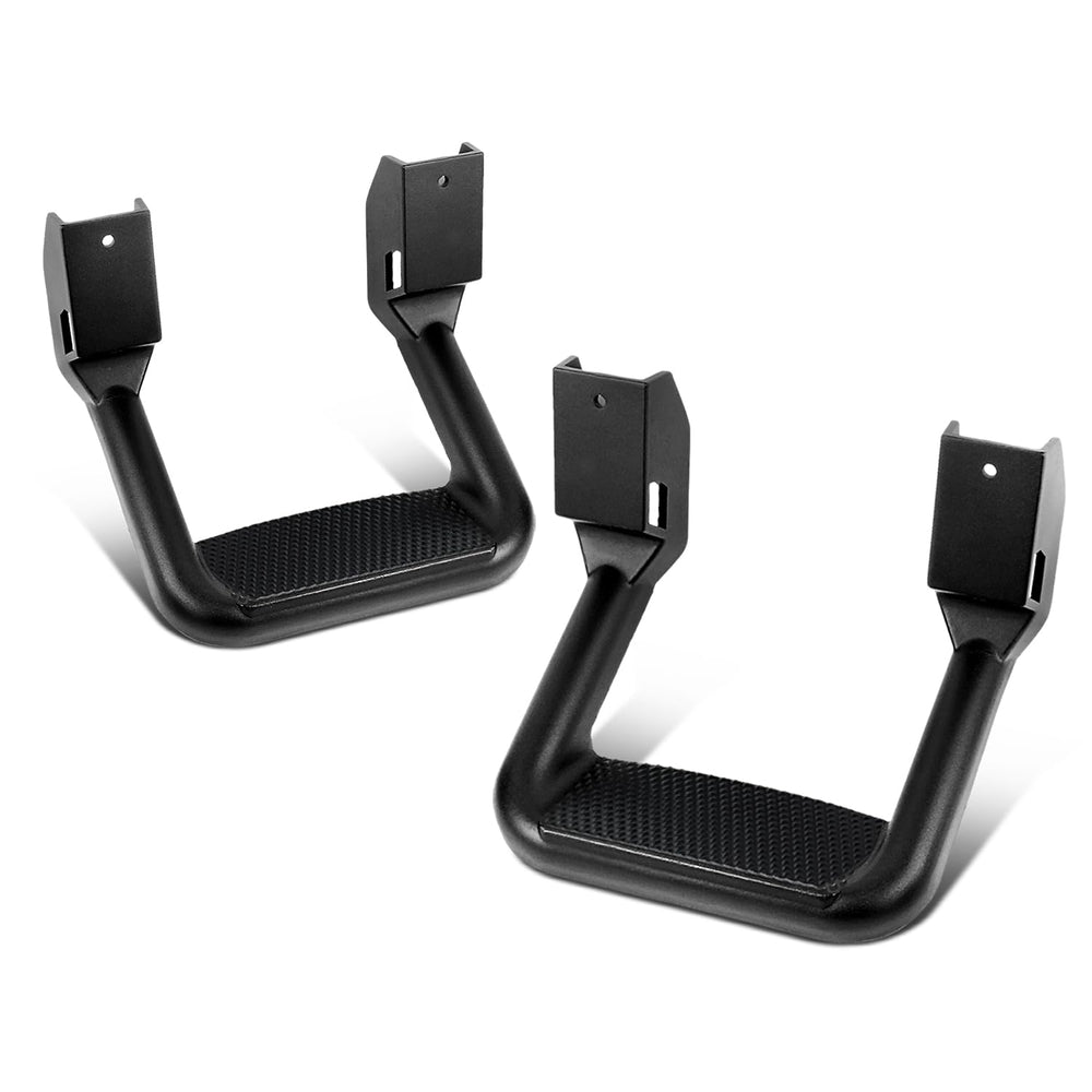 DNA Motoring universal aluminum side hoop steps installed on a pickup for easy entry.