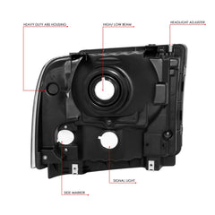 DNA MOTORING headlamps complete set, includes driver and passenger units
