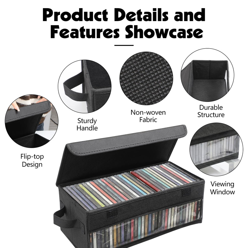 Dntorx CD storage box featuring reinforced handles for portable carrying.