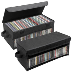 Dntorx CD storage box stackable with lid keeps CDs organized and easy to access.