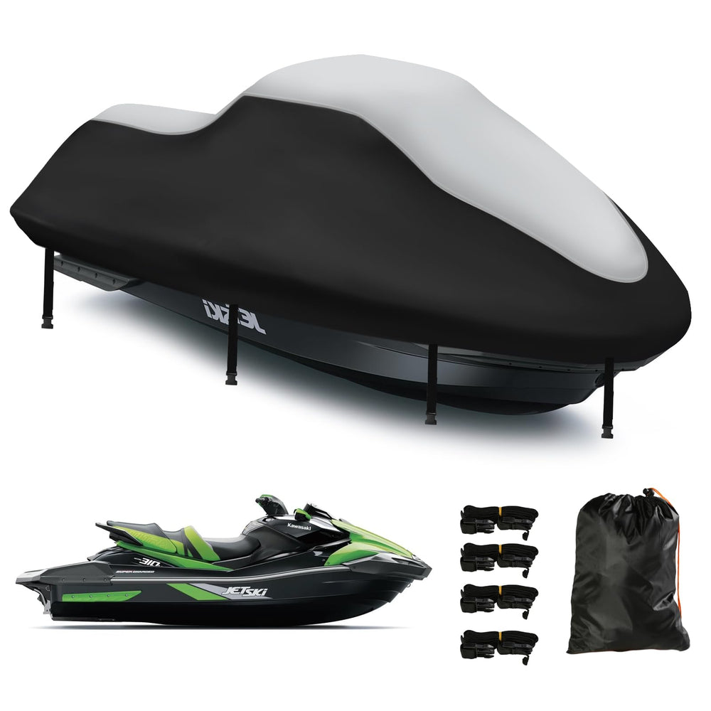 DOCEPERT 3-seater jet ski cover protects your watercraft from sun and rain.