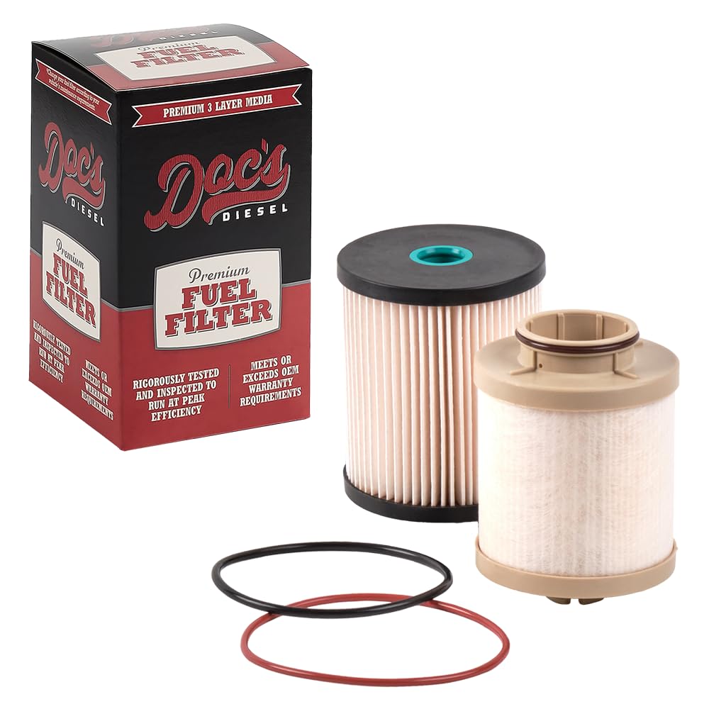 Doc's Diesel Fuel Filter DCS10263 exterior view showing sturdy housing for Ford 6.4L Super Duty