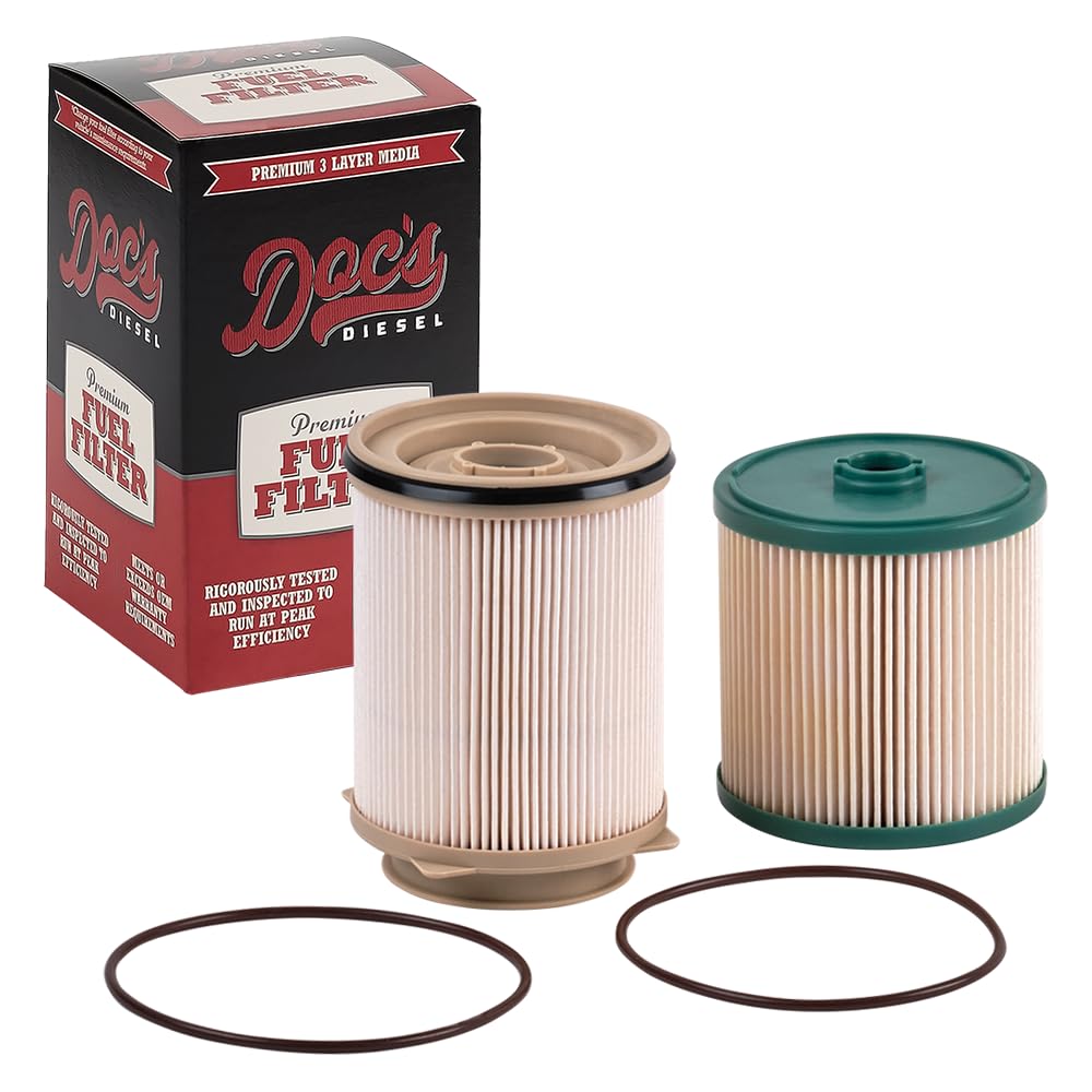 Doc's Auto Parts DGF430 and DGF401 front view for RAM Cummins diesel fuel filter.