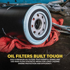 Doc's D4872 media detail close-up reveals high-flow filtration for cleaner oil.