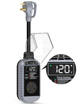 Docusvect smart RV surge protector with LED display shows real-time status.