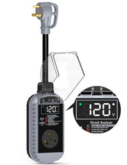 Docusvect smart RV surge protector with LED display shows real-time status.