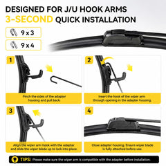 DOG TAIL easy-3-sec-install wiper blade fits RAM quickly for tool-free replacement
