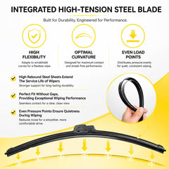 DOG TAIL silent-wipe blades reduce wind noise for peaceful drives