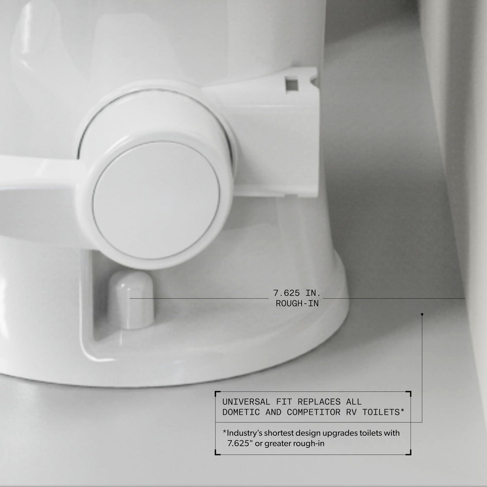Dometic 400 Essential gravity flush action demonstrates efficient rinse with less water.