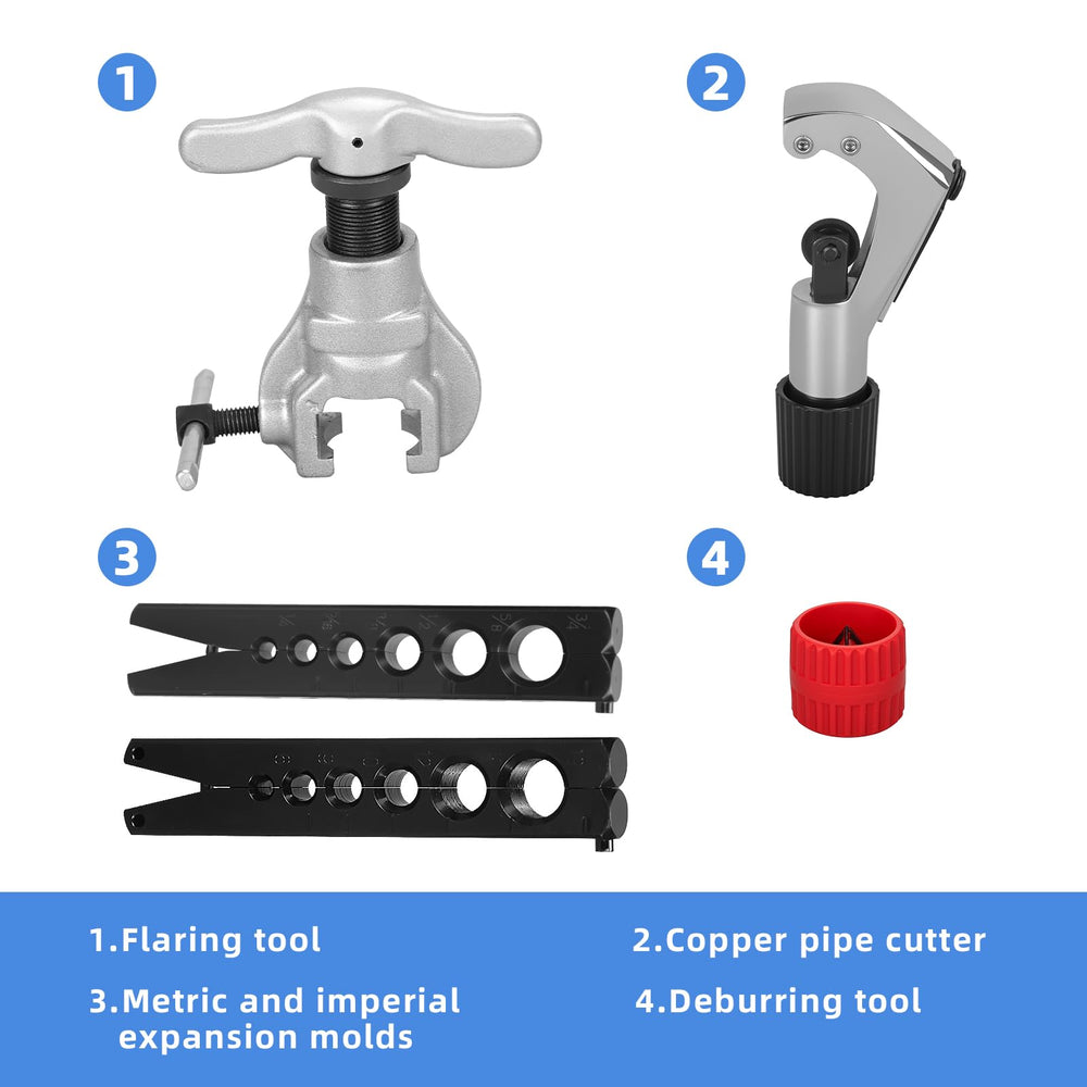 Dominox tool kit in use with copper and aluminum lines