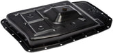 Dorman 265-854 transmission pan with drain plug, close-up highlighting the drain feature.