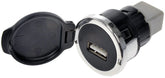 Dorman USB port cover closeup restores original GM interior look.