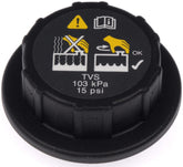 Dorman 902-5102 cap front view; secure, accurate seal for compatible Ford and IC reservoir
