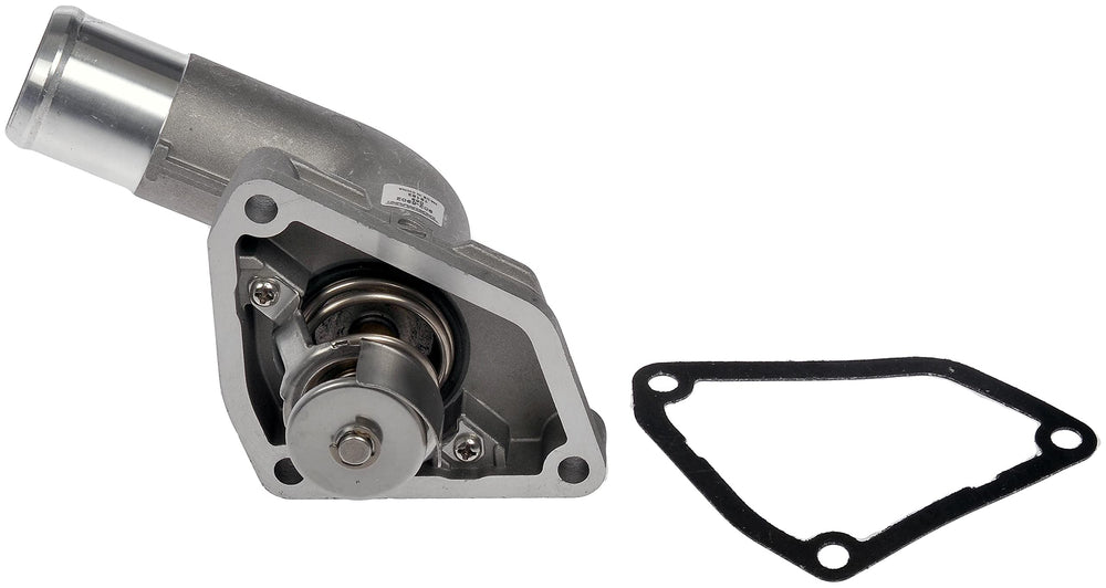 Dorman 902-5902 thermostat housing side angle, durable replacement reduces cracking risk.