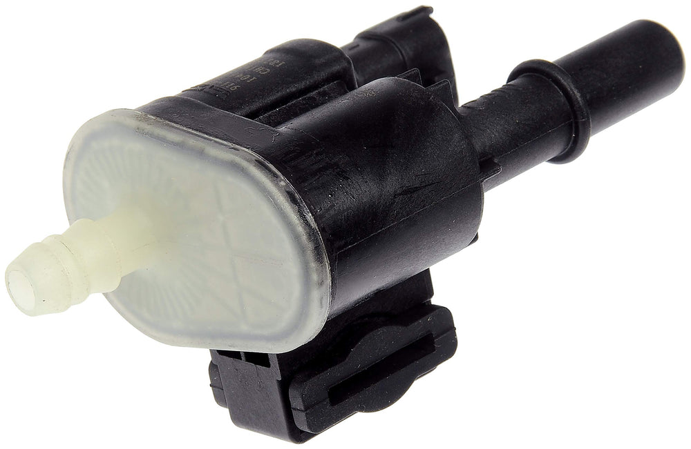Dorman 911-410 vapor canister purge valve close-up showing connectors for EVAP system
