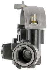 Dorman 989-019 ignition lock housing side view highlights compact aluminum-plastic build for longevity