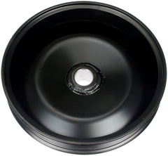 Dorman power steering pump pulley side profile highlights robust steel construction for long service.