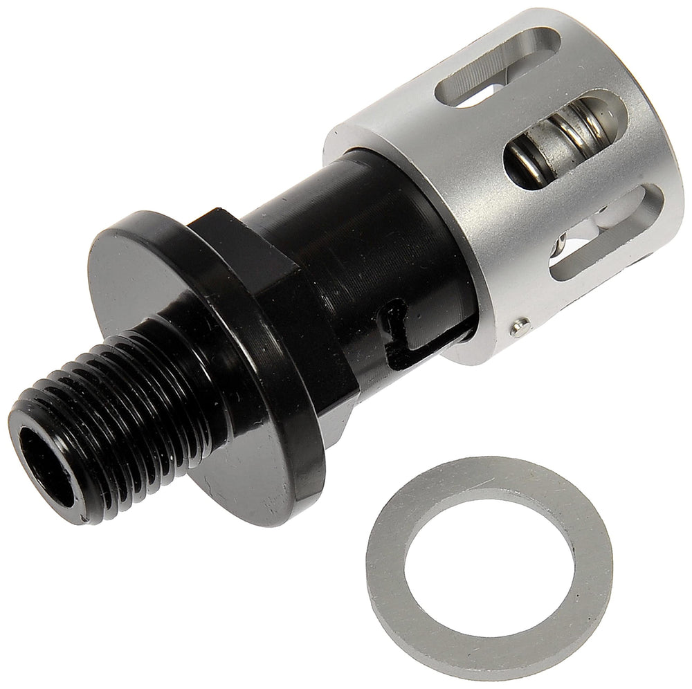 Dorman Twist Drain plug close-up shows a leak-proof inner seal for cleaner oil changes.