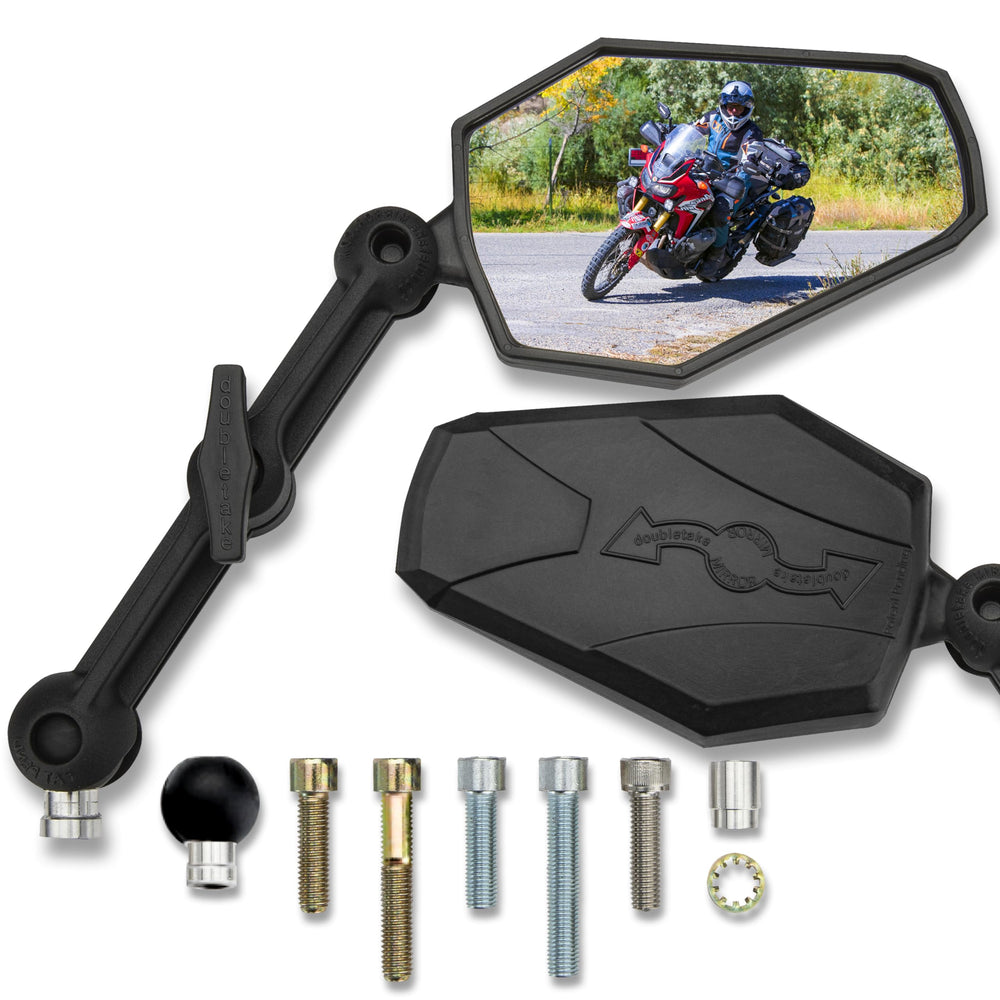 Doubletake Adventure 6 base enables universal compatibility for many motorcycles.