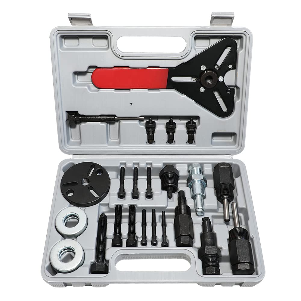 DPTOOL air conditioner clutch holding tool set securely supports clutch during removal.