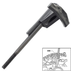 Compact piston-compression view helps align gaskets without disturbing the tensioner.