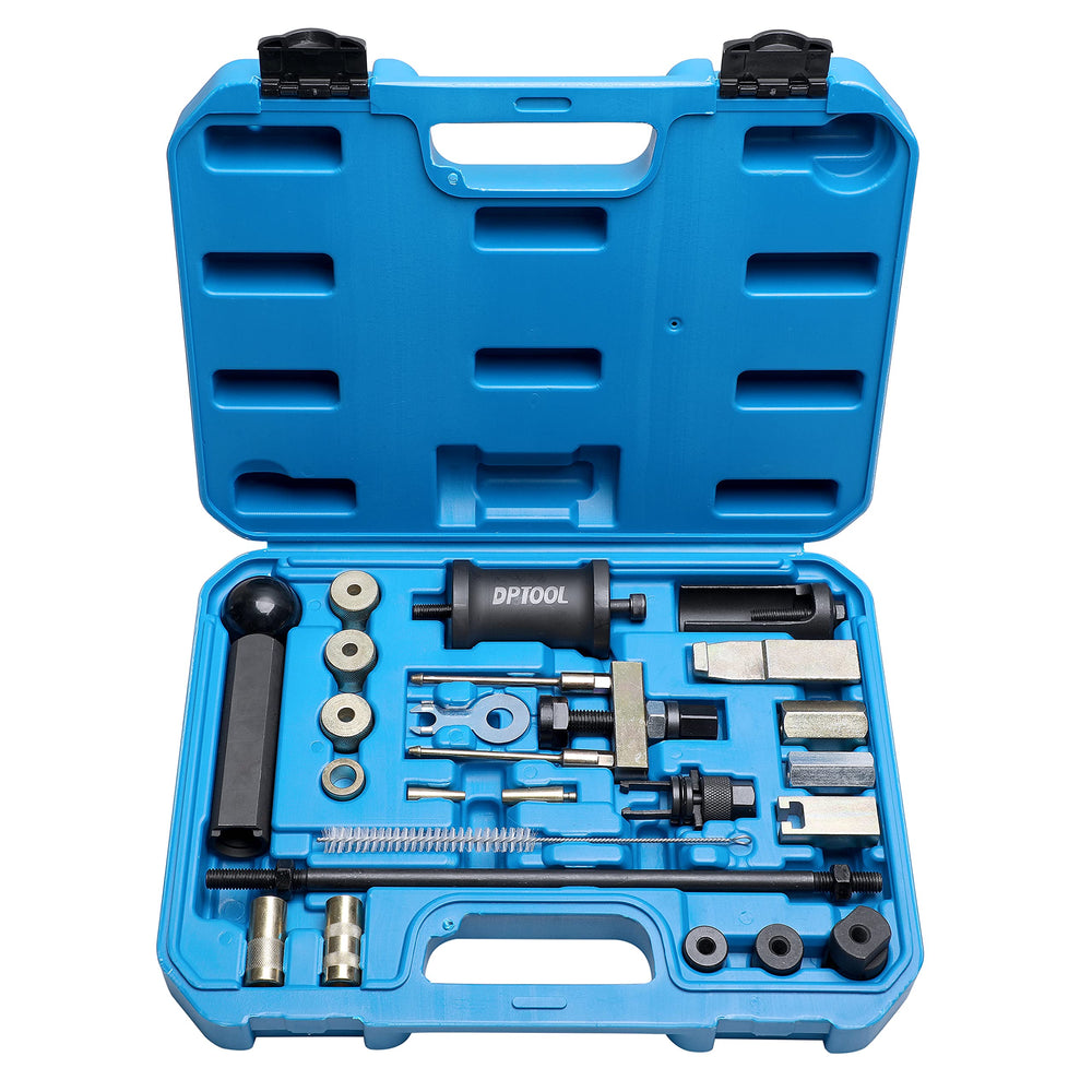 DPTOOL fuel injector removal kit case with organized tools for faster engine service