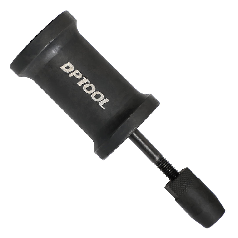 DPTOOL fuel injector remove tool with slide hammer in use for BMW engines.