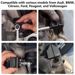 DPTOOL hub clamp applied on vehicle during service.