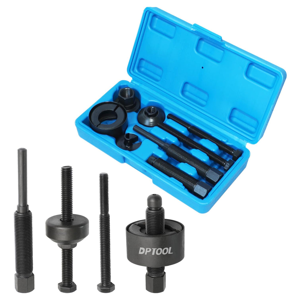 DPTOOL power steering pulley puller kit-case shows complete set for organized repairs.