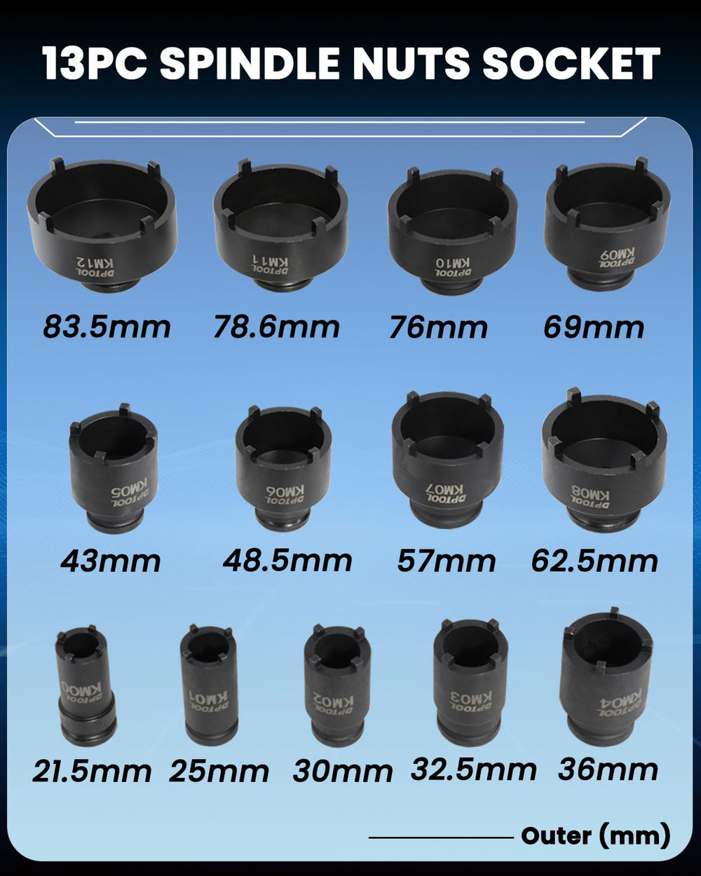 DPTOOL spindle nuts socket 21-5mm outer diameter for KM groove nuts