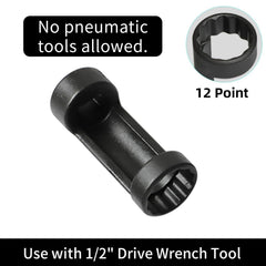 DPTOOL Strut Nut Socket 24mm, 12-point, 1/2 inch drive for heavy-duty suspension work.