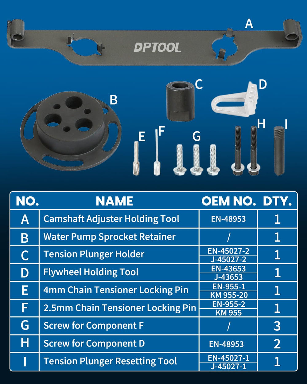 DPTOOL water pump sprocket retainer helps hold the sprocket steady during pump replacement.