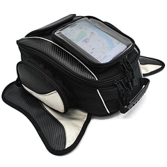 Dracarys motorcycle tank bag mounted on Honda with magnetic hold for secure rides