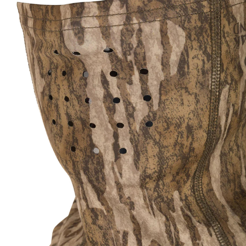 Drake Waterfowl stretch-fit half mask shows lightweight fabric for all-day comfort