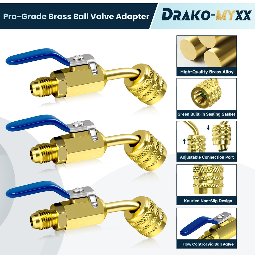 Drako-Myxx 45-degree ball valve angles reduce bends and improve sealing.