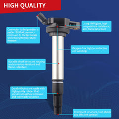 DrCax ignition coil compatibility label demonstrates broad OE coverage.