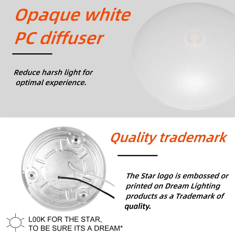 Dream Lighting flush-mount puck light keeps walls clean and offers neat dome lighting.