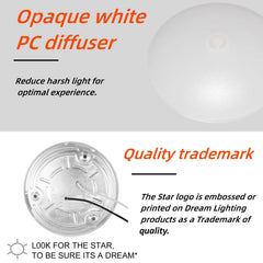 Dream Lighting flush-mount puck light keeps walls clean and offers neat dome lighting.