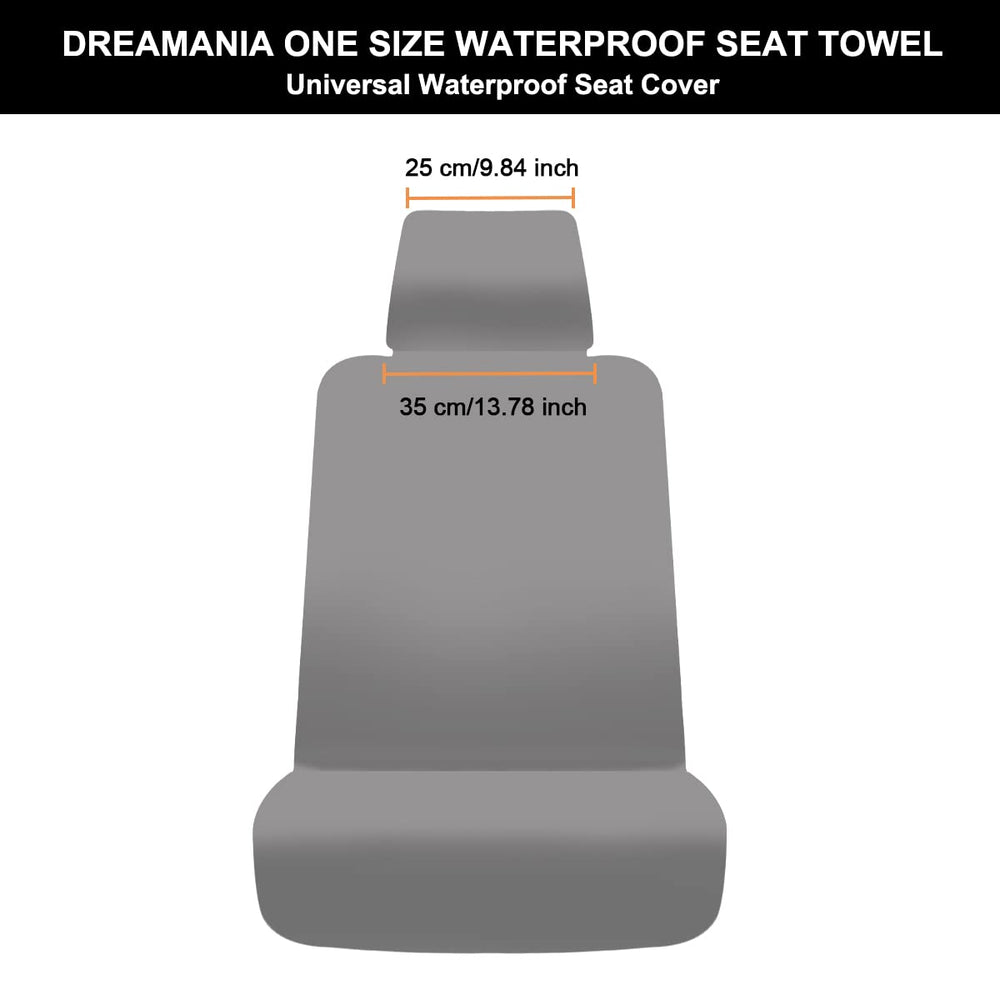 DREAMANIA Large Coverage Seat Protector fits larger front seats.