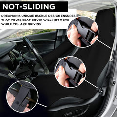 DREAMANIA seat cover non-slip installed on front seat without movement.