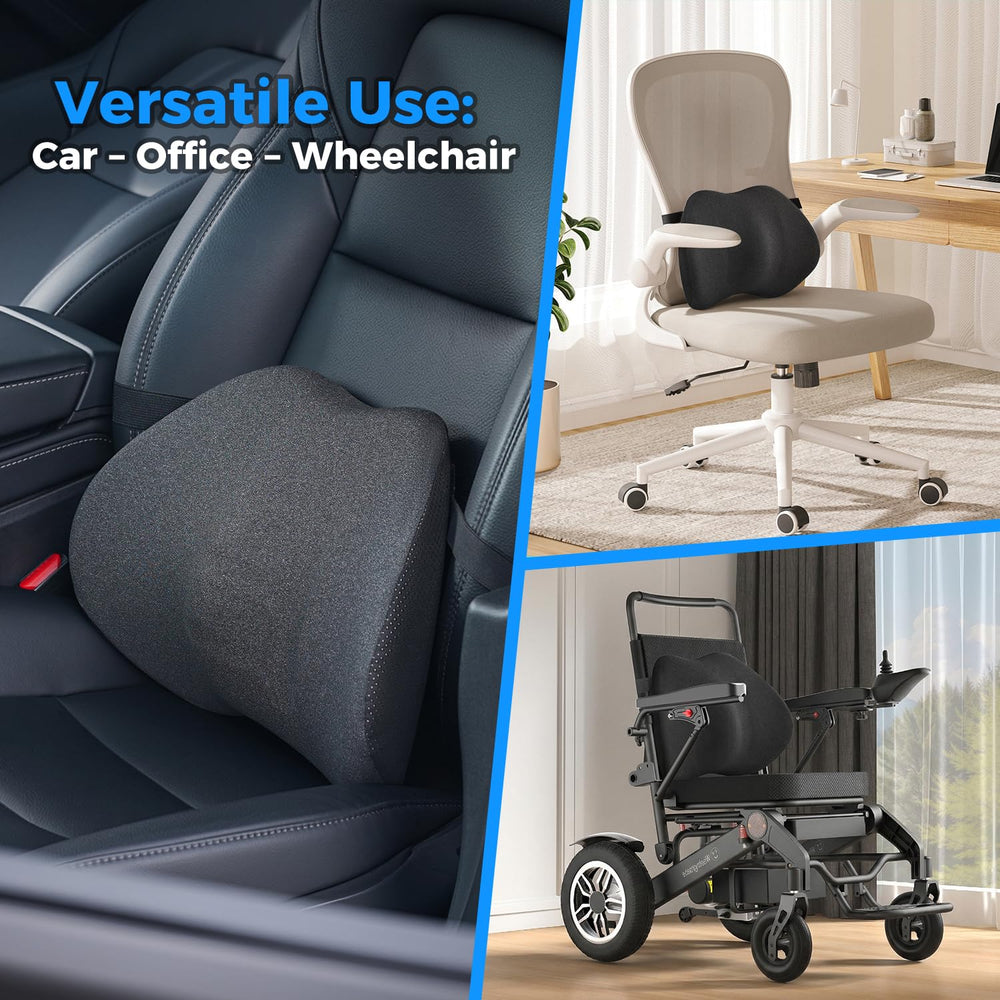 Dreamer Car lumbar pillow breathable channels promote cool, dry seating