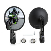 DREAMIZER universal 4-inch round bar-end mirrors fit 22mm and 25mm handlebars for versatile riding.