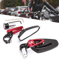 DREAMIZER red bar end mirror on Honda GROM for clear rear visibility