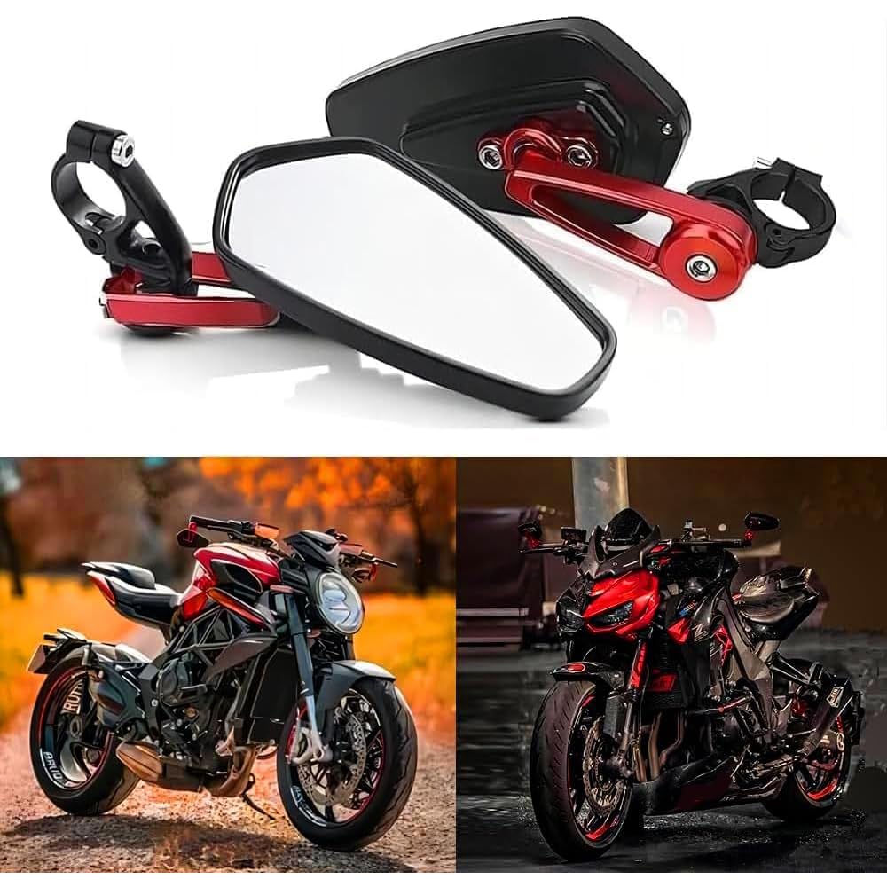 DREAMIZER red bar end mirror on Yamaha MT-03 enhances situational awareness
