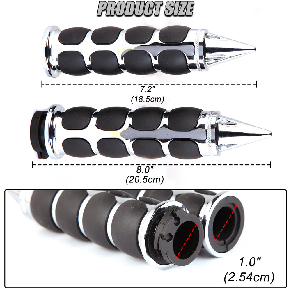 DREAMIZER universal 1 inch chrome spiked grip right view showing grip pattern